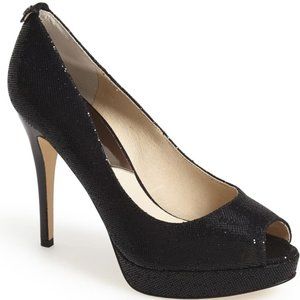 Michael Kors York Peep-Toe Platform Glitter Pumps